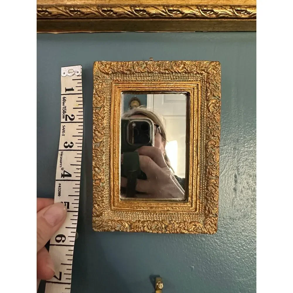 Vintage Ornate Gold Florentine Style Ornate Mini Square Mirror